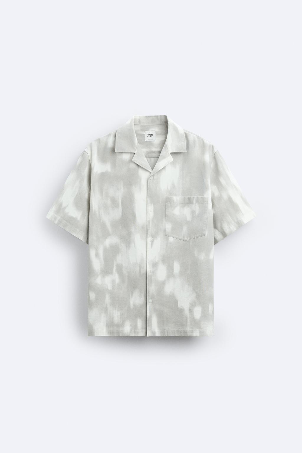 Рубашка с принтом tie dye ZARA, серый рубашка с принтом tie dye zara мультиколор