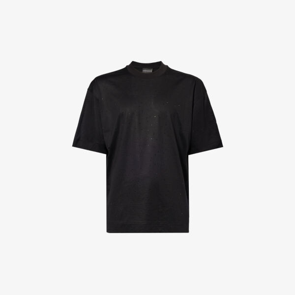 

Футболка из джерси, украшенная стразами Emporio Armani, цвет nero