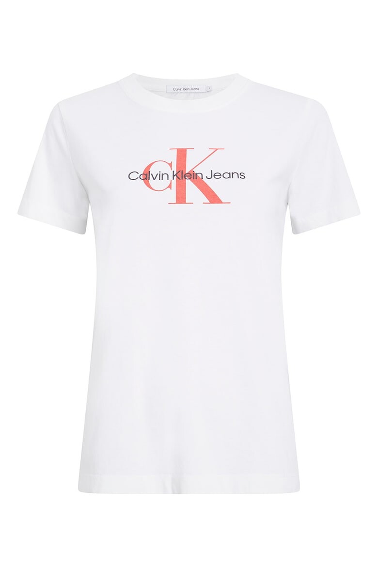 

Хлопковая футболка с овальным вырезом и логотипом Calvin Klein Jeans, белый
