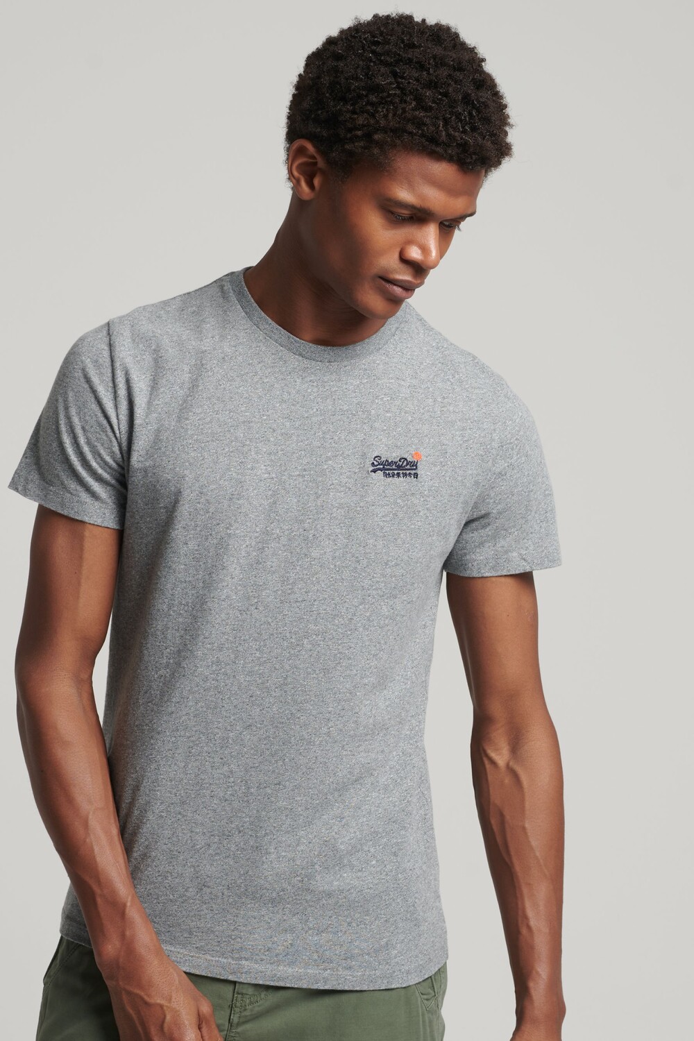 

Винтажная футболка из органического хлопка с вышивкой Superdry, серый