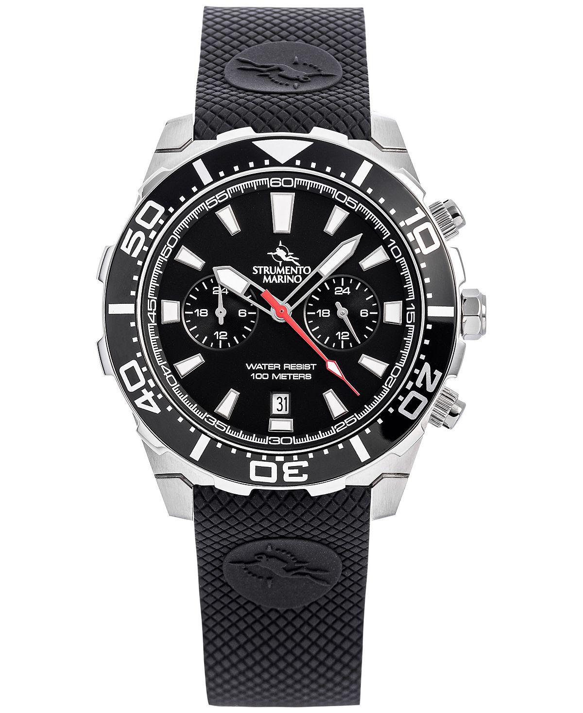Мужские часы Skipper с двумя часовыми поясами, черный силиконовый ремешок, 44 мм Strumento Marino мужские часы skipper с двумя часовыми поясами черный силиконовый ремешок 44 мм strumento marino