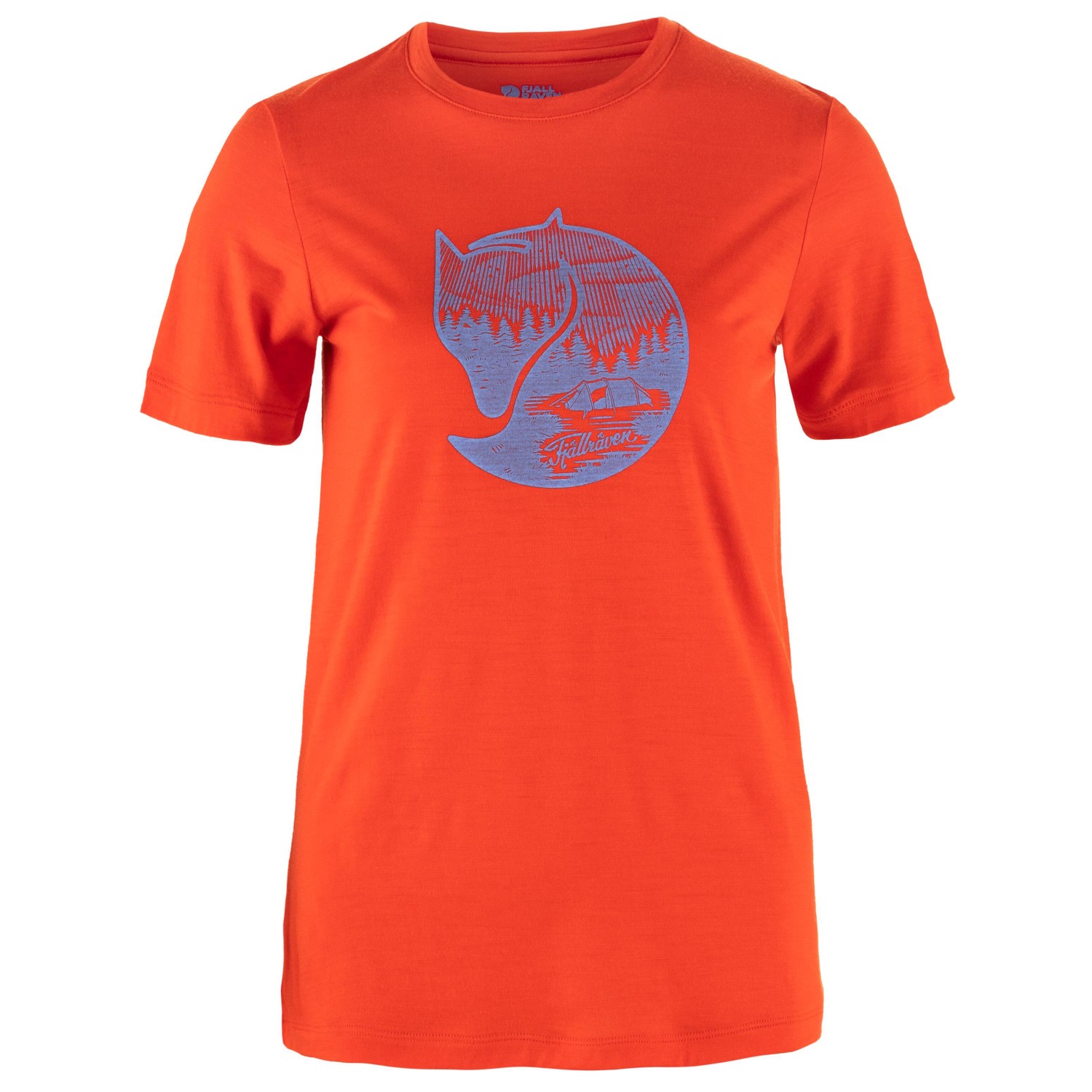 Рубашка из мериноса Fjällräven Women's Abisko Wool Fox S/S, цвет Flame Orange/Ultramarine