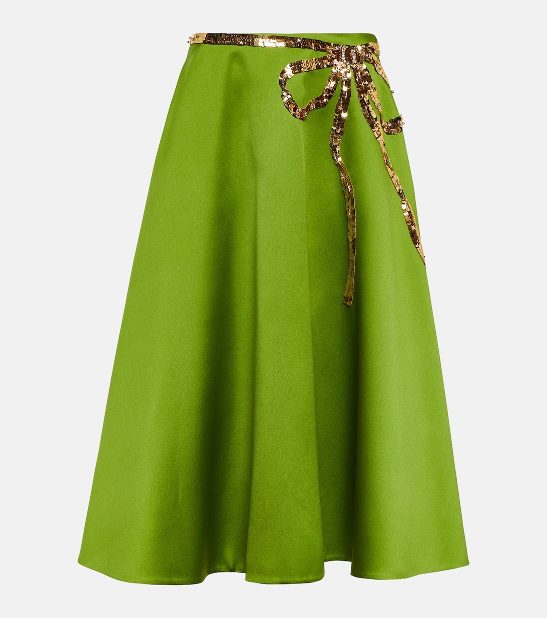 

Юбка миди из атласного дюшеса с украшением Valentino, зеленый