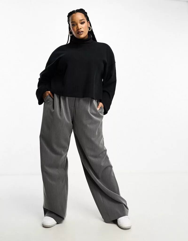 

Супермягкий длинный черный свитер с высоким воротником ASOS DESIGN Curve