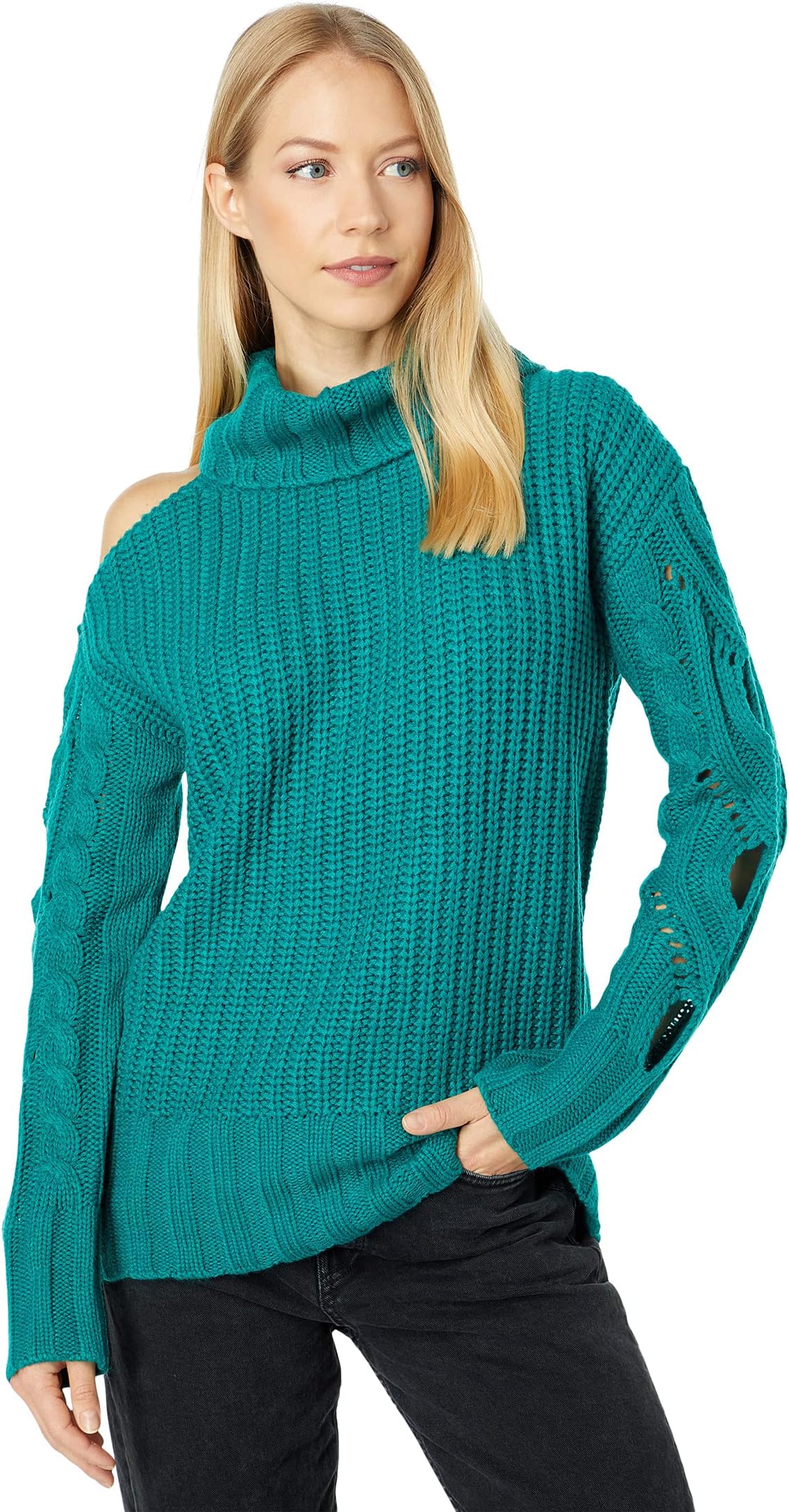 

Свитер KUT from the Kloth Leona Cold-Shoulder Sweater, цвет Teal