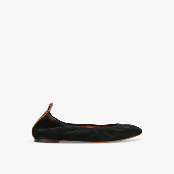 

Туфли-Лодочки из замши с круглым носком и эластичной отделкой Lanvin, черный