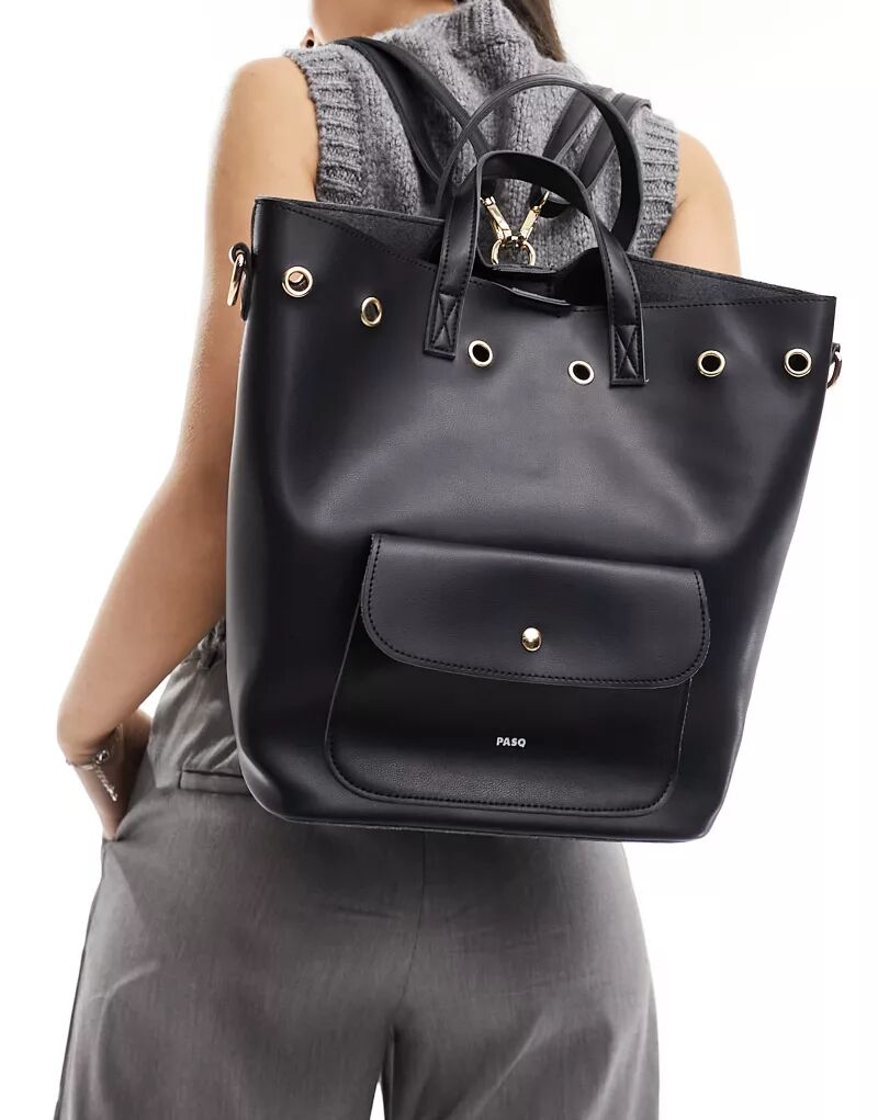 Черный рюкзак на шнурке с карманом PASQ рюкзак на шнурке uniqlo черный