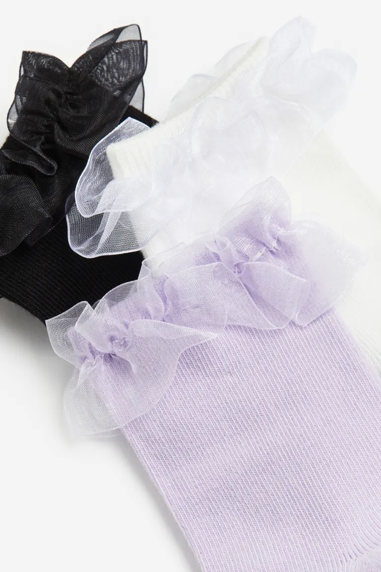 носки с рюшами Комплект из 4 пар носков с рюшами H&M, фиолетовый