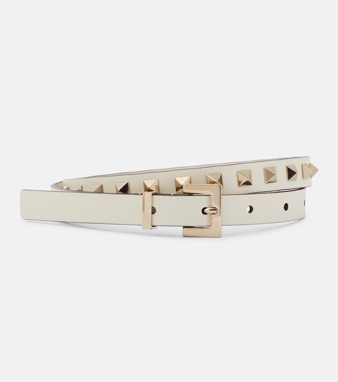 

Узкий кожаный ремень rockstud Valentino Garavani, белый
