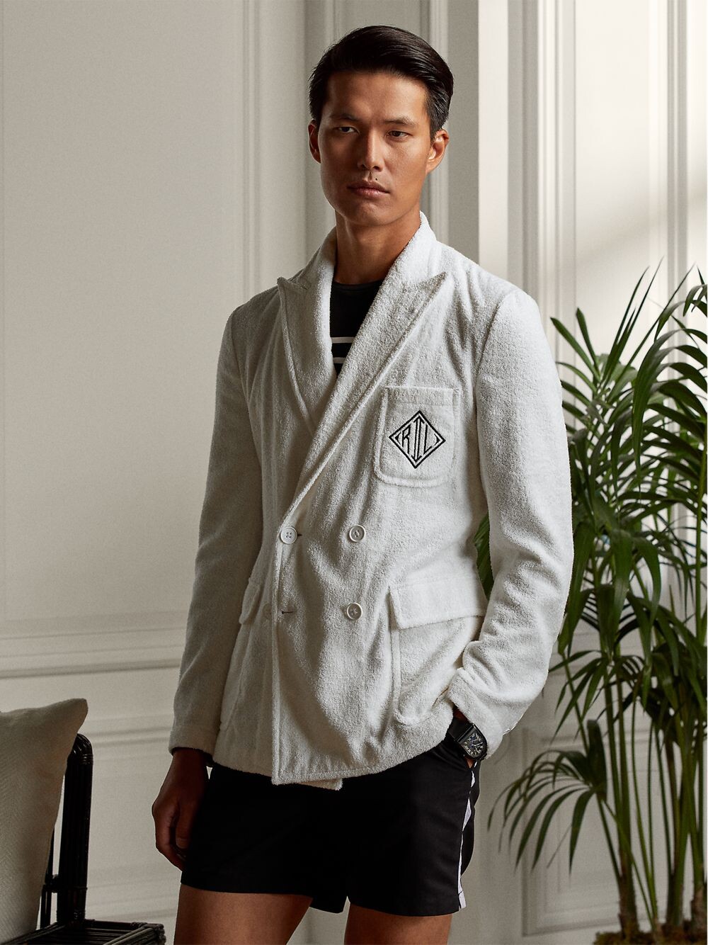 

Двубортное спортивное пальто из махровой ткани Ralph Lauren Purple Label, белый