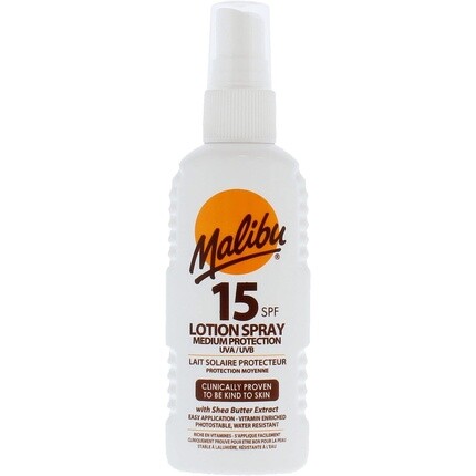 

Malibu Солнцезащитный лосьон-спрей Sun Spf 15 со средней степенью защиты и экстрактом масла ши 100 мл