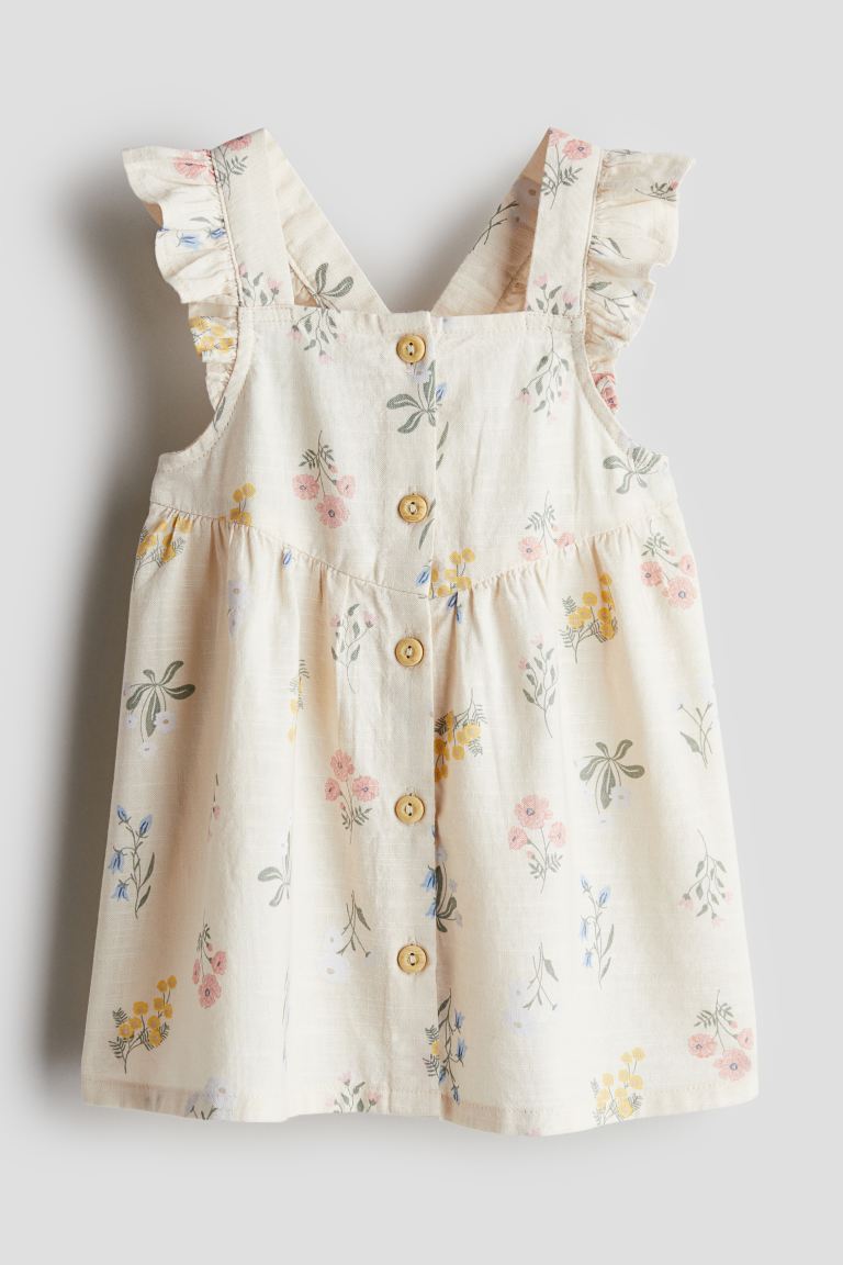 Хлопковое платье с воланами H&M, бежевый женское винтажное платье без рукавов однотонное платье во французском стиле на бретелях спагетти с квадратным вырезом весна лето 2023