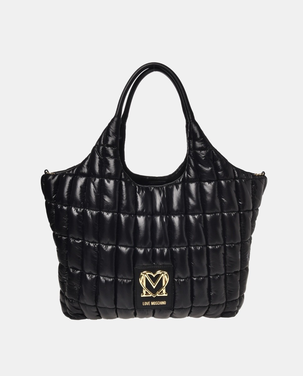 

Черная нейлоновая сумка-шопер с мягкой подкладкой и логотипом спереди Love Moschino, черный