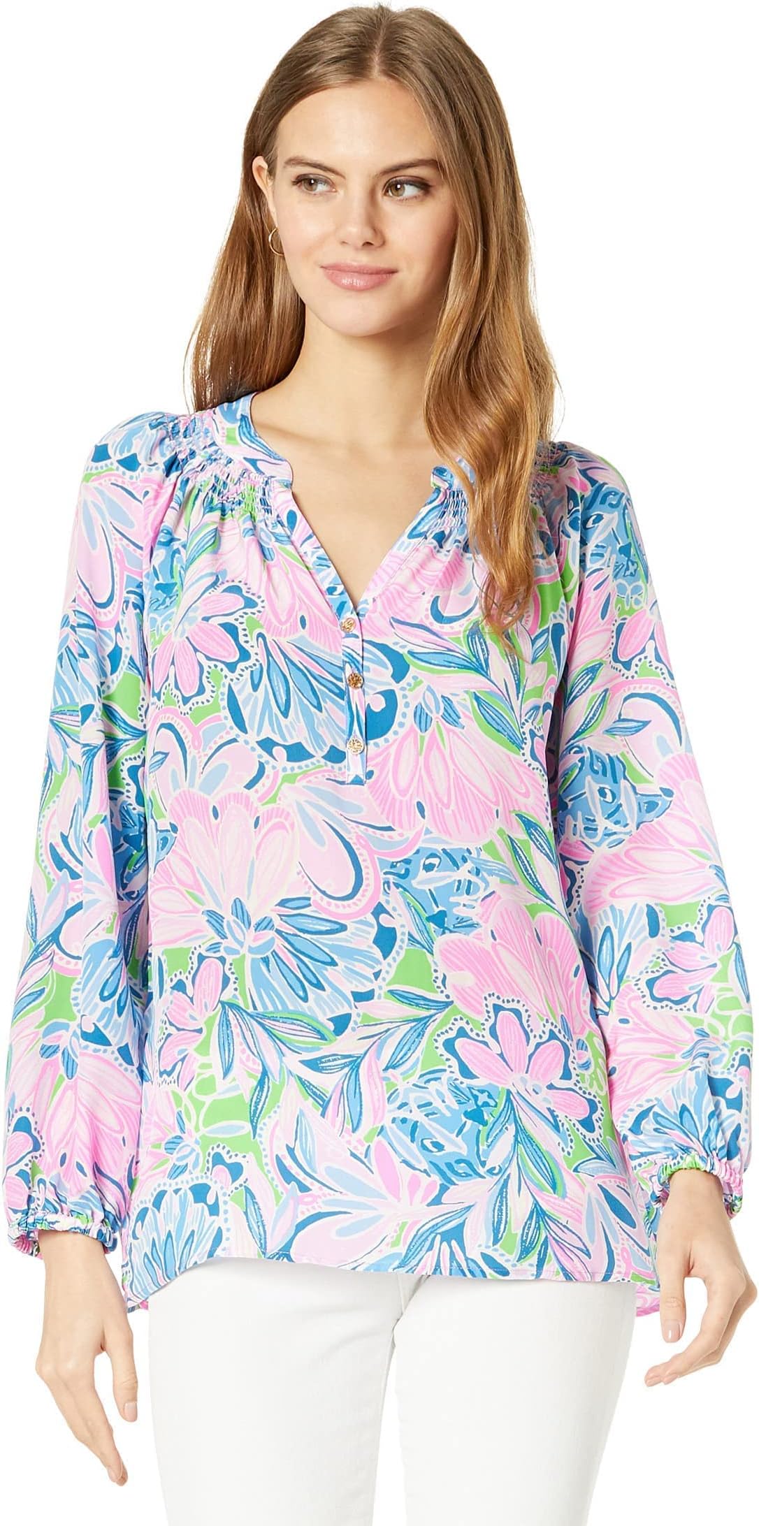 

Эльза Топ Lilly Pulitzer, цвет Gecko Green Tiger Sunrise