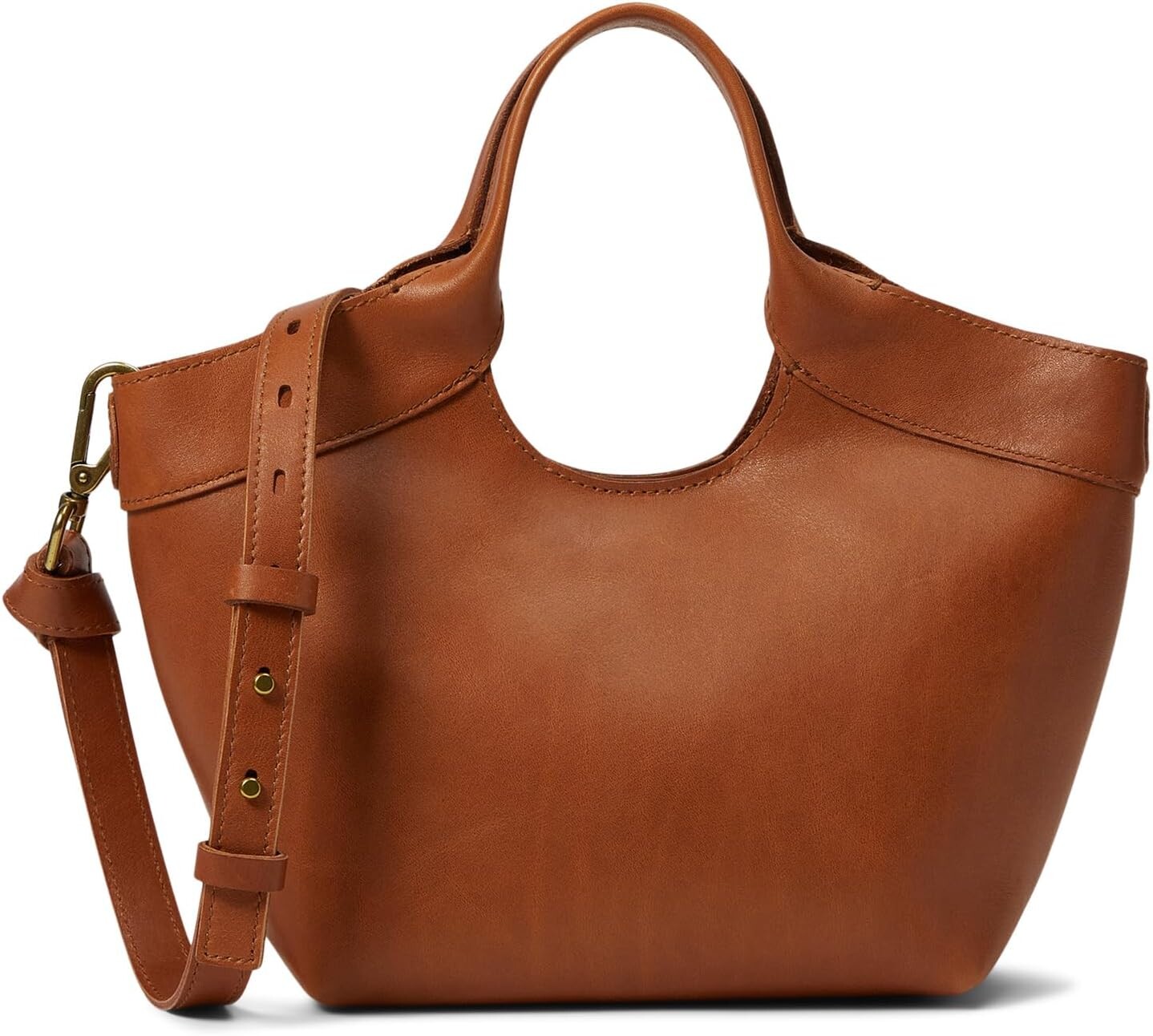 

Кожаная сумка-тоут Mini Sydney с вырезами Madewell, цвет Burnished Caramel