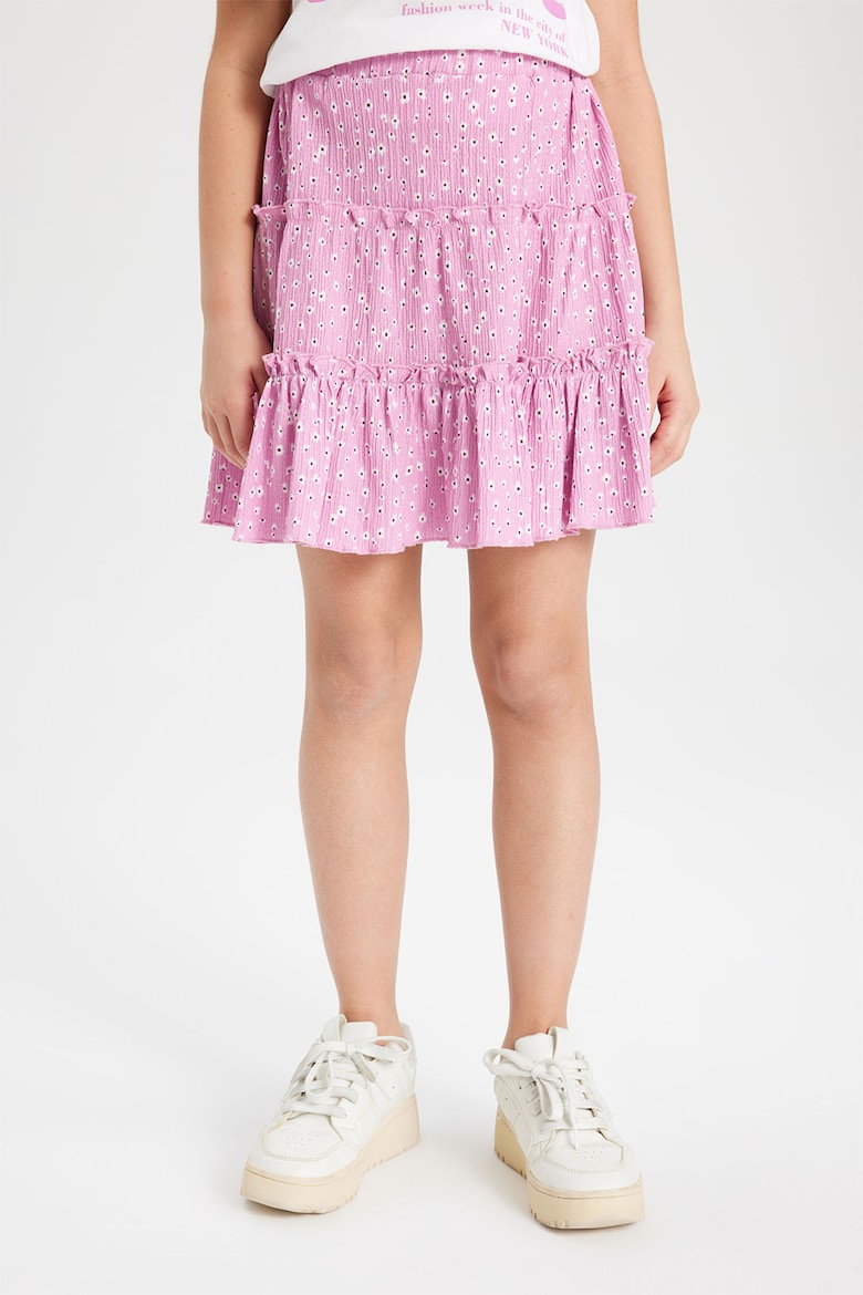 Короткая юбка с оборками Defacto, розовый