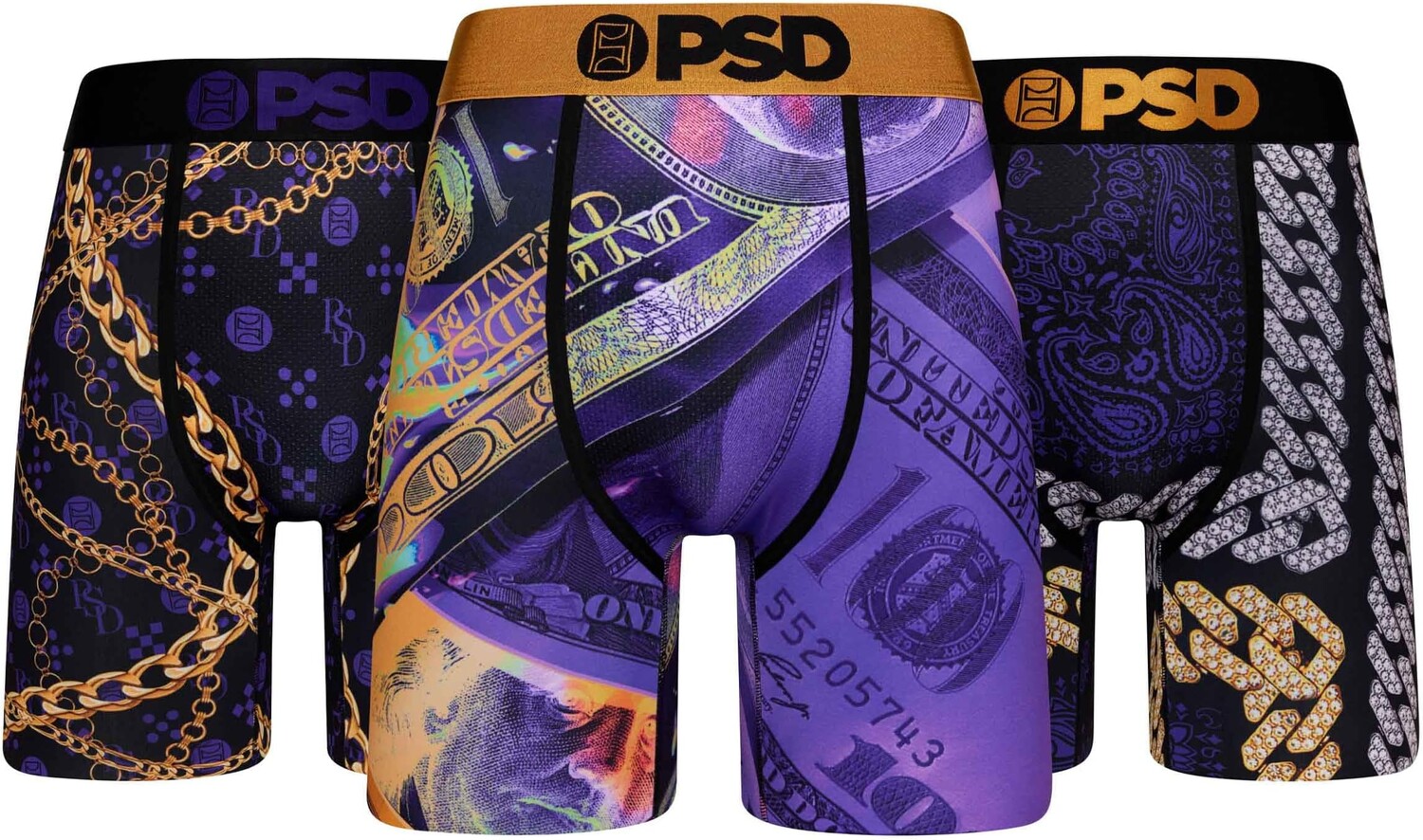 

Боксерские трусы PSD, цвет Multi/Purp & Gold 3-Pack Boxer Underwear