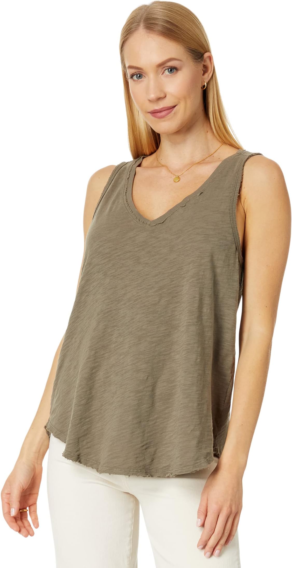 

Майка Soft Slub Cotton Deep V Sleeveless Tank Dylan by True Grit, цвет Olive