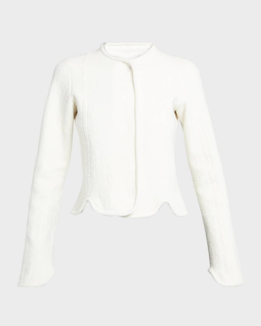

Узкая шерстяная куртка с зубчатым краем Jil Sander, Белый