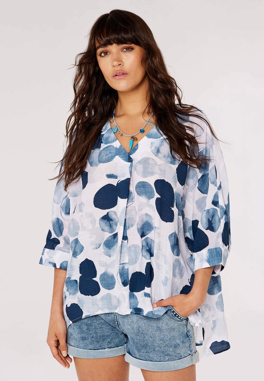

Блузка ABSTRACT PAINT PRINT Apricot, цвет navy