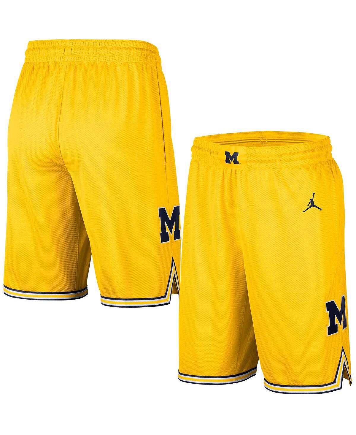 цена Мужские брендовые баскетбольные шорты Maize Michigan Wolverines Replica Team Jordan