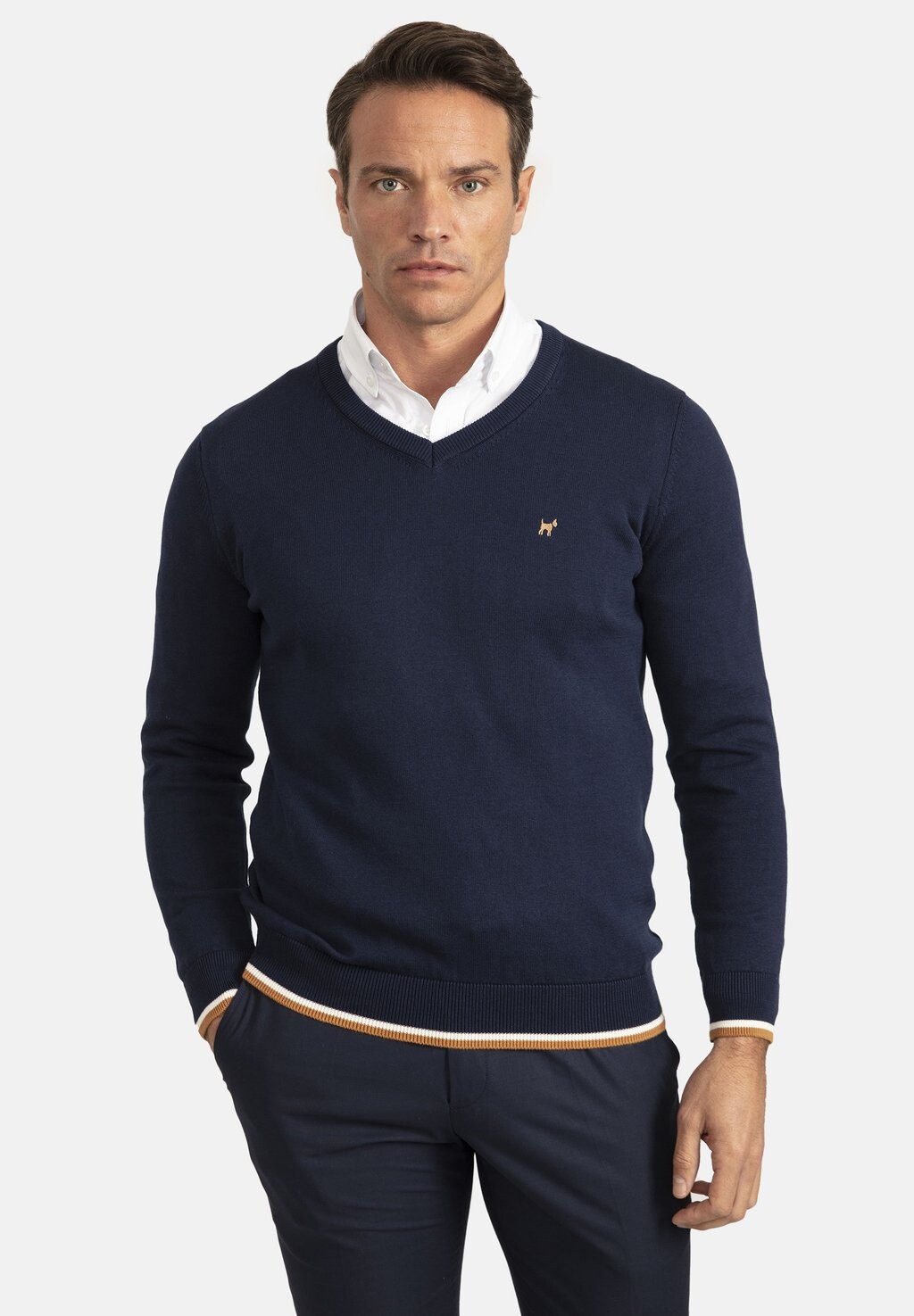 

Свитер Arm Patch Detail V Neck Williot, цвет light navy