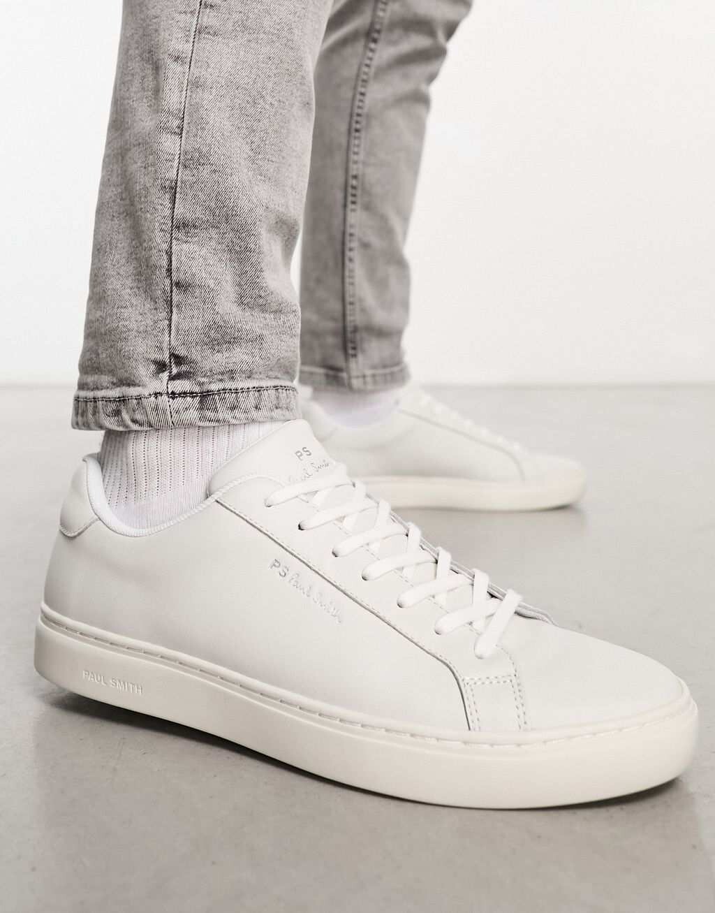 

Белые кожаные кроссовки с ленточной спинкой PS Paul Smith Rex