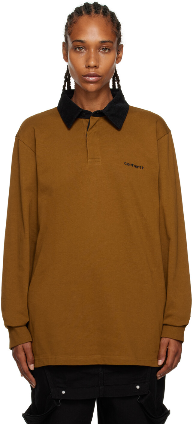 

Коричневая вельветовая рубашка-поло Carhartt Work In Progress