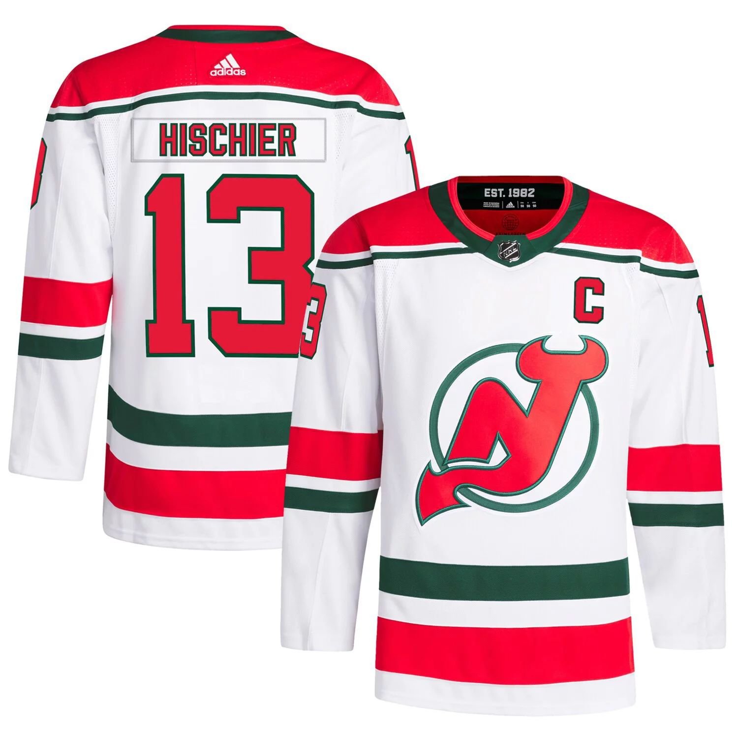 

Мужская белая майка Нико Хишира New Jersey Devils 2022/23 Heritage Primegreen Authentic Pro Джерси adidas, Белый