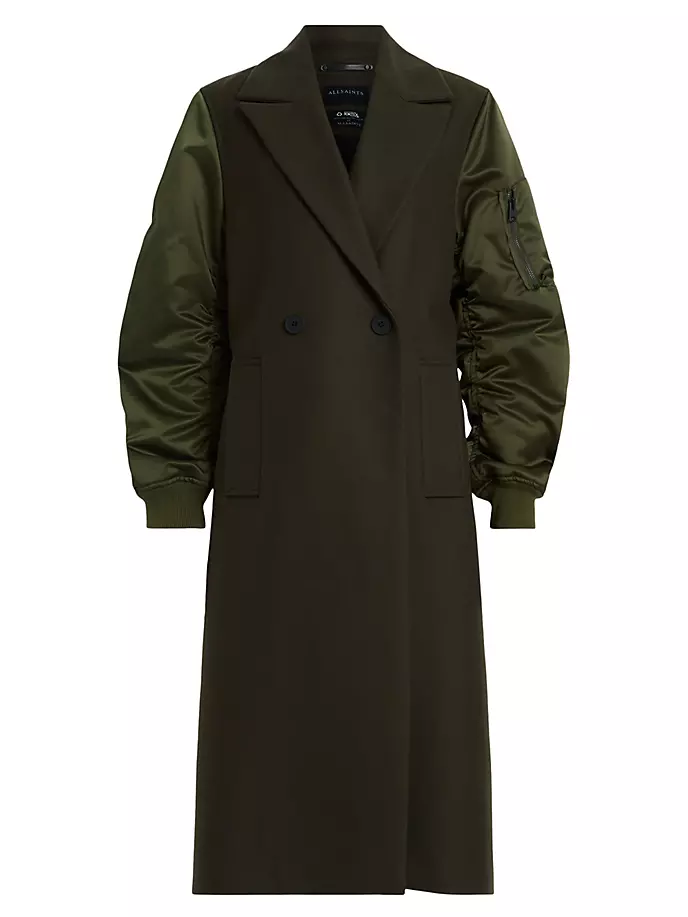 

Пальто Paulah смешанного цвета Allsaints, цвет khaki green