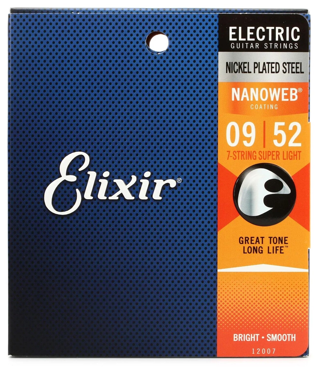 

Струны для электрогитары Elixir Strings 12007 Nanoweb — .009-.052 Супер легкие, 7-струнные