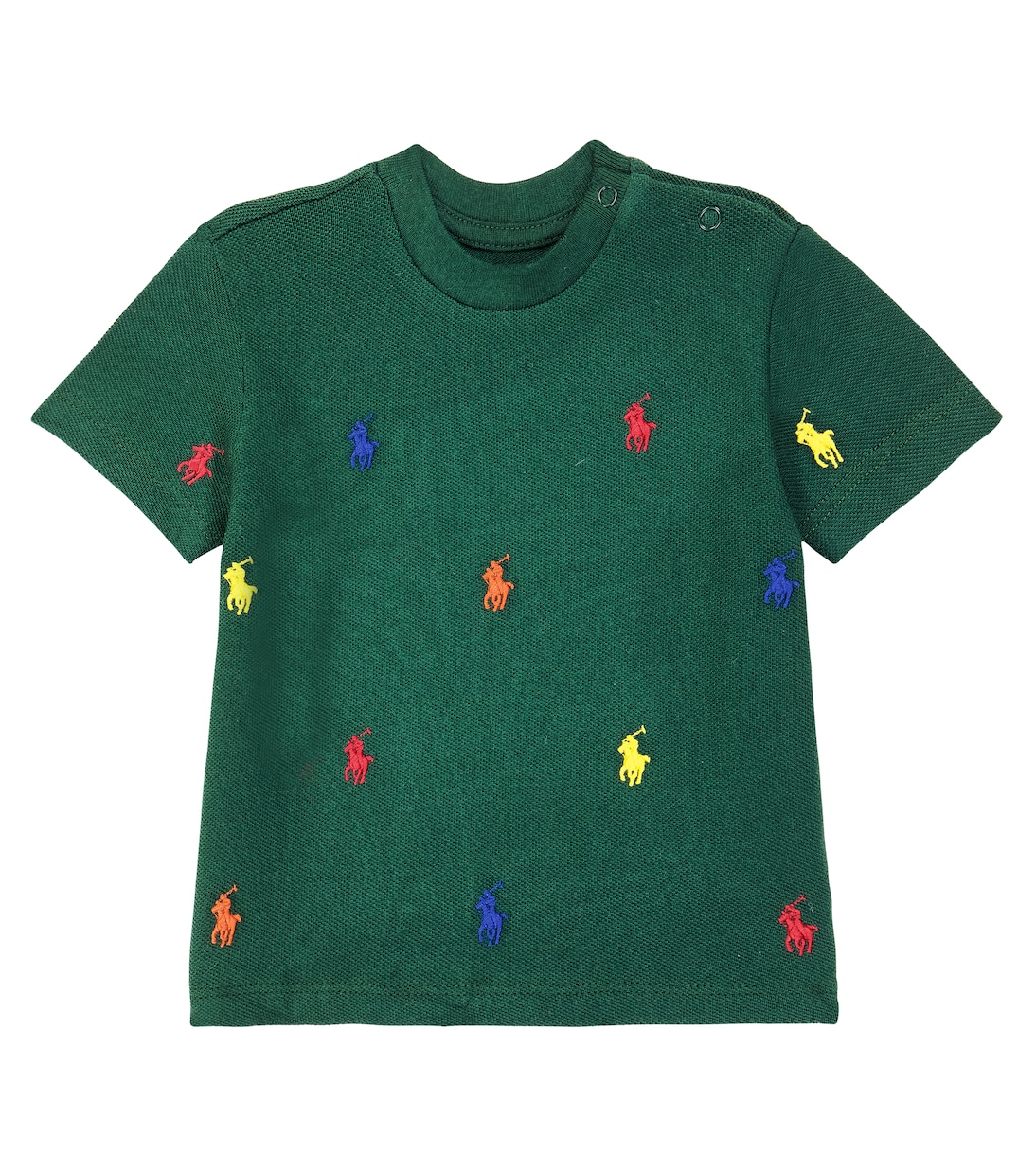 Детская футболка из хлопкового пике с вышивкой Polo Ralph Lauren Kids, зеленый