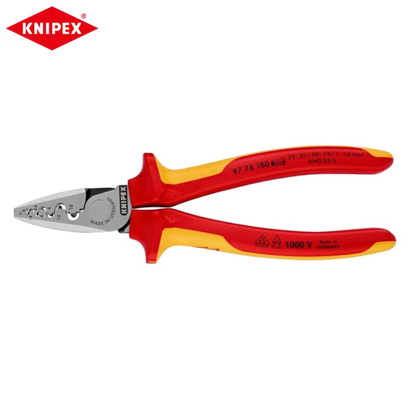 Клещи для обжима корпусов KNIPEX, 180 мм, изолированная ручка, экономичные переносные клещи для обжима клемм 97 78 180