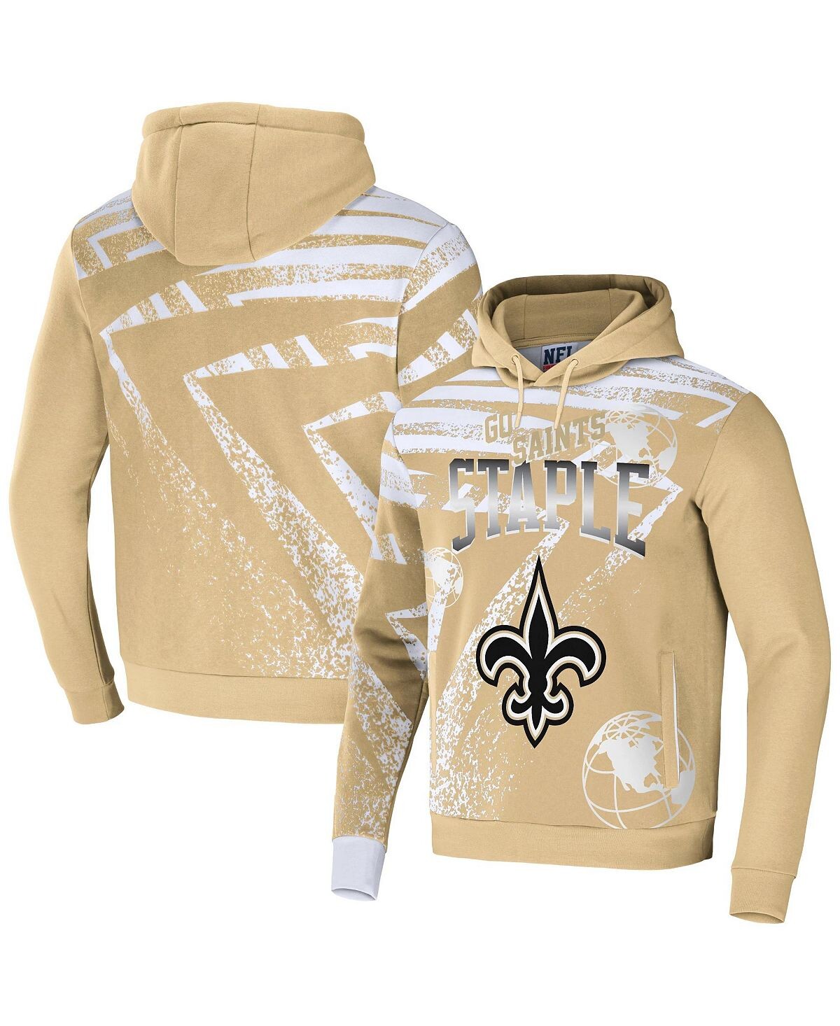 

Мужской пуловер с капюшоном и надписью NFL X Staple Cream New Orleans Saints Team с принтом по всей поверхности NFL Properties