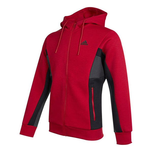 Куртка adidas St Kn Spcr Jkt Contrasting Colors Pocket Knit Sports hooded Logo Jacket Red, красный