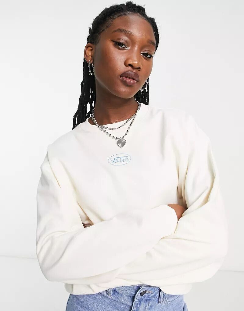 

Белый флисовый свитшот Vans Oval эксклюзивно на ASOS