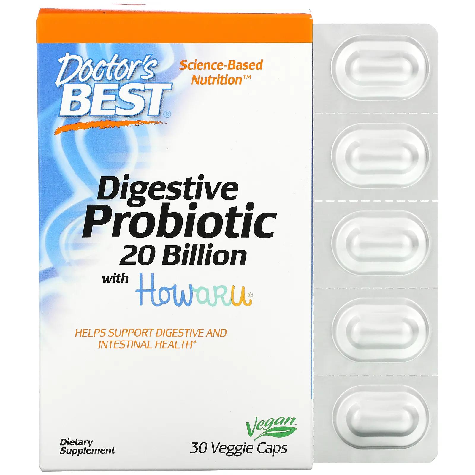 Doctor's Best Способствующие пищеварению пробиотики с Howaru 20 млрд КОЕ 30 вегетарианских капсул culturelle пробиотики для здорового метаболизма и коррекции веса 12 млрд кое 30 вегетарианских капсул