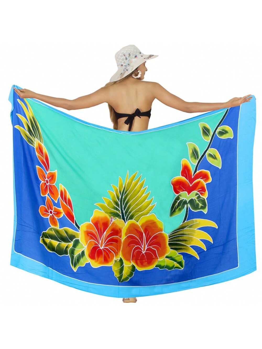 LA LEELA Женский пляжный купальник-бикини саронг, синий, цветочный