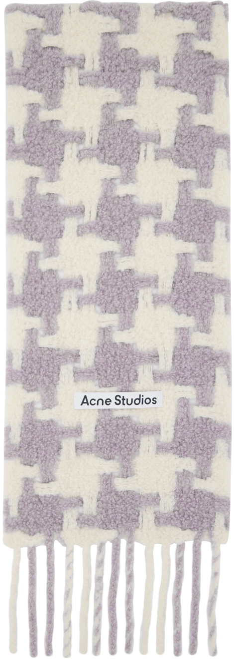 Пурпурно-белый шарф с узором «гусиные лапки» Acne Studios, цвет Lilac/White
