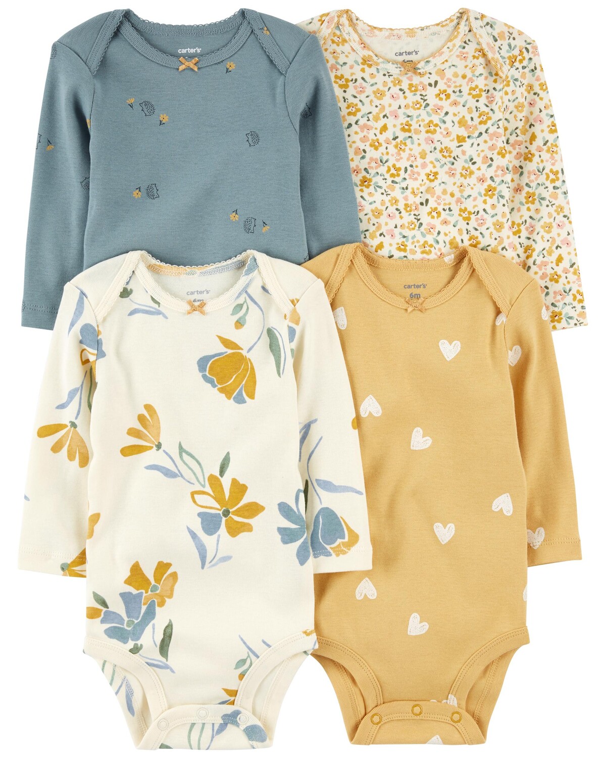 

Комплект из 4 комплектов детских боди с длинными рукавами Carter's, желтый/синий