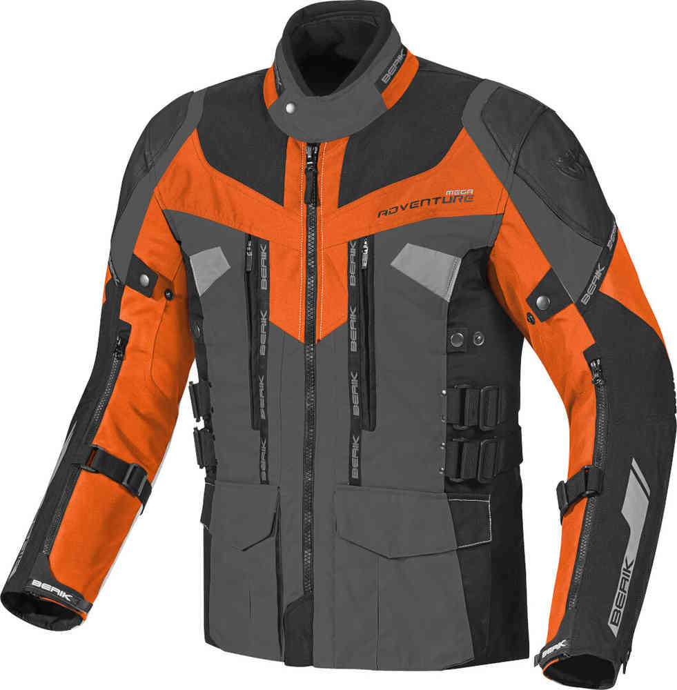Водонепроницаемая мотоциклетная текстильная куртка Striker 3в1 Berik, темно-серый/черный/оранжевый