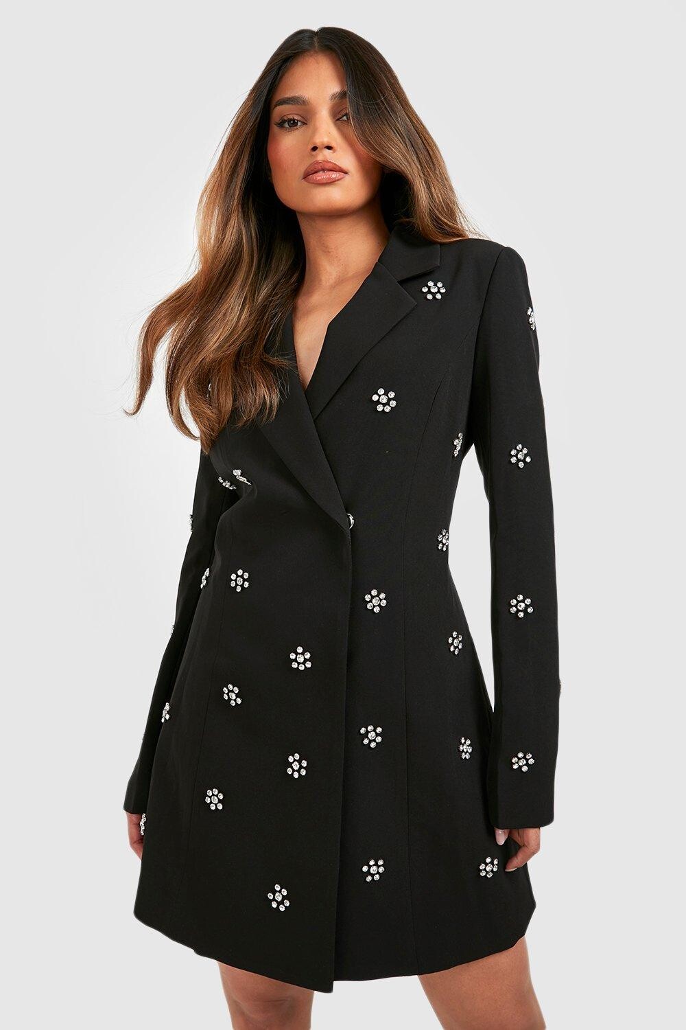 

Платье-пиджак daisy с кристаллами Boohoo, черный