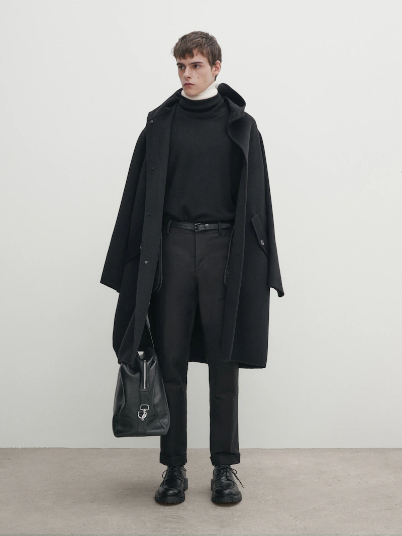 

Брюки-чиносы свободного кроя из твила Massimo Dutti, черный