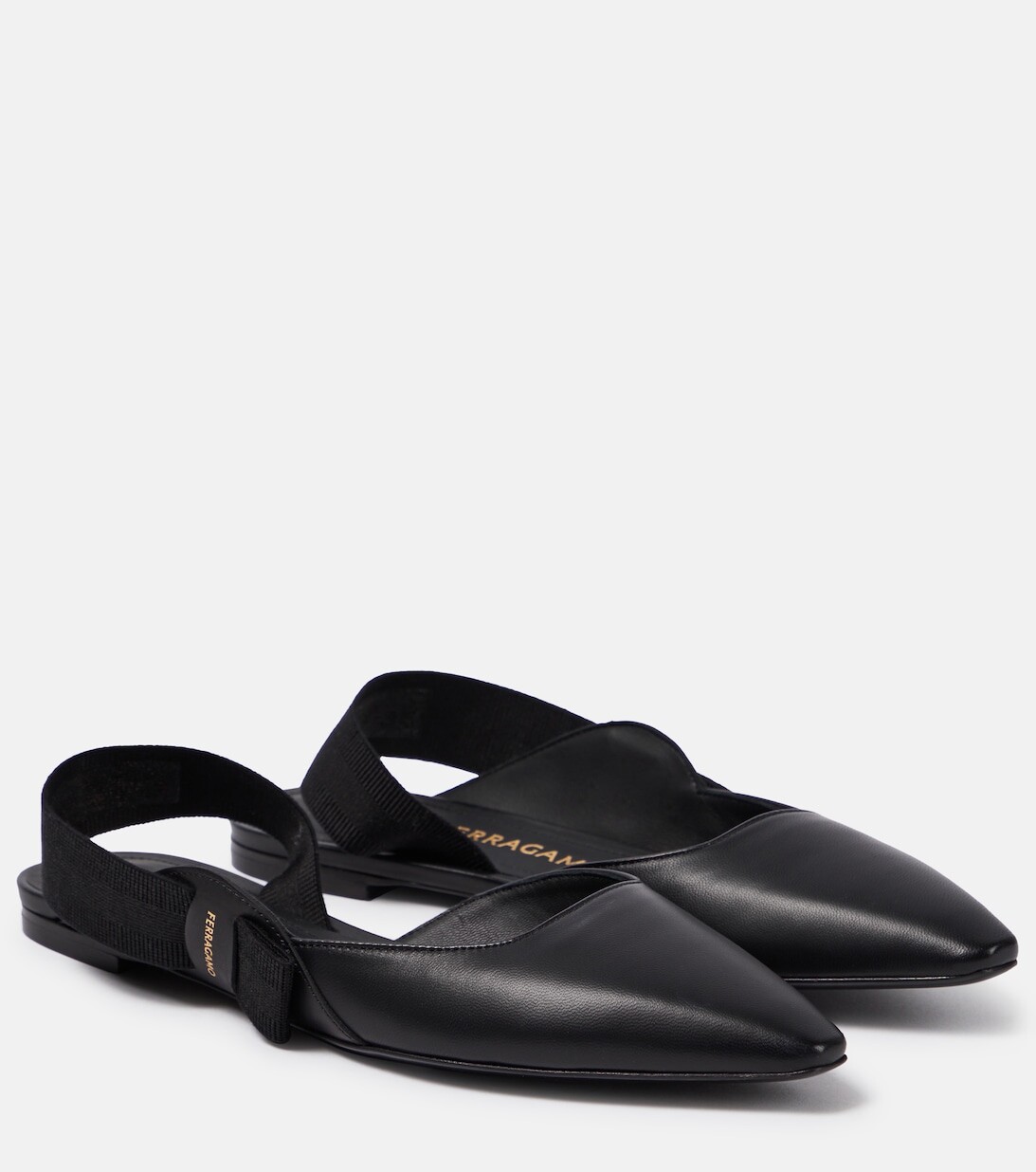 

Кожаные балетки Vaina с ремешком на пятке Ferragamo, черный