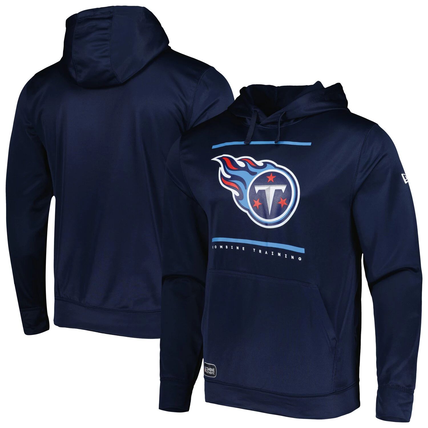 

Мужской темно-синий пуловер New Era Tennessee Titans с капюшоном с капюшоном