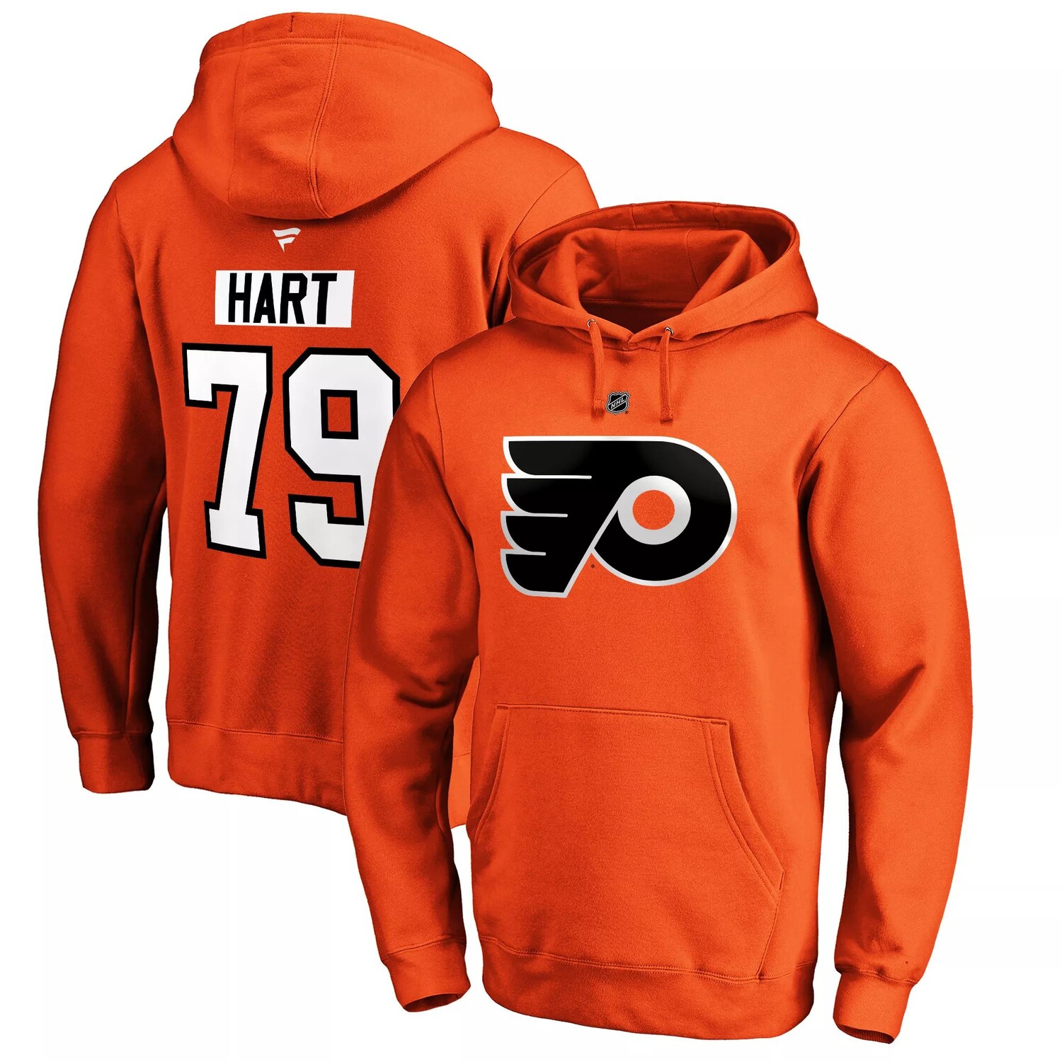 

Мужской пуловер с капюшоном Fanatics Carter Hart Orange Philadelphia Flyers с именем и номером игрока