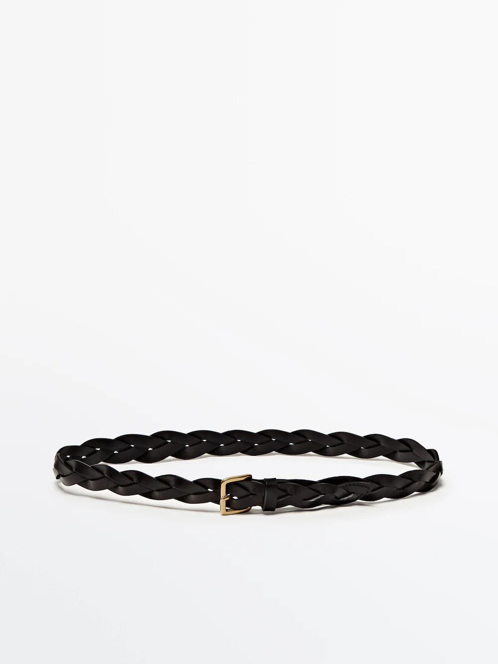 

Плетеный кожаный ремень Massimo Dutti, черный