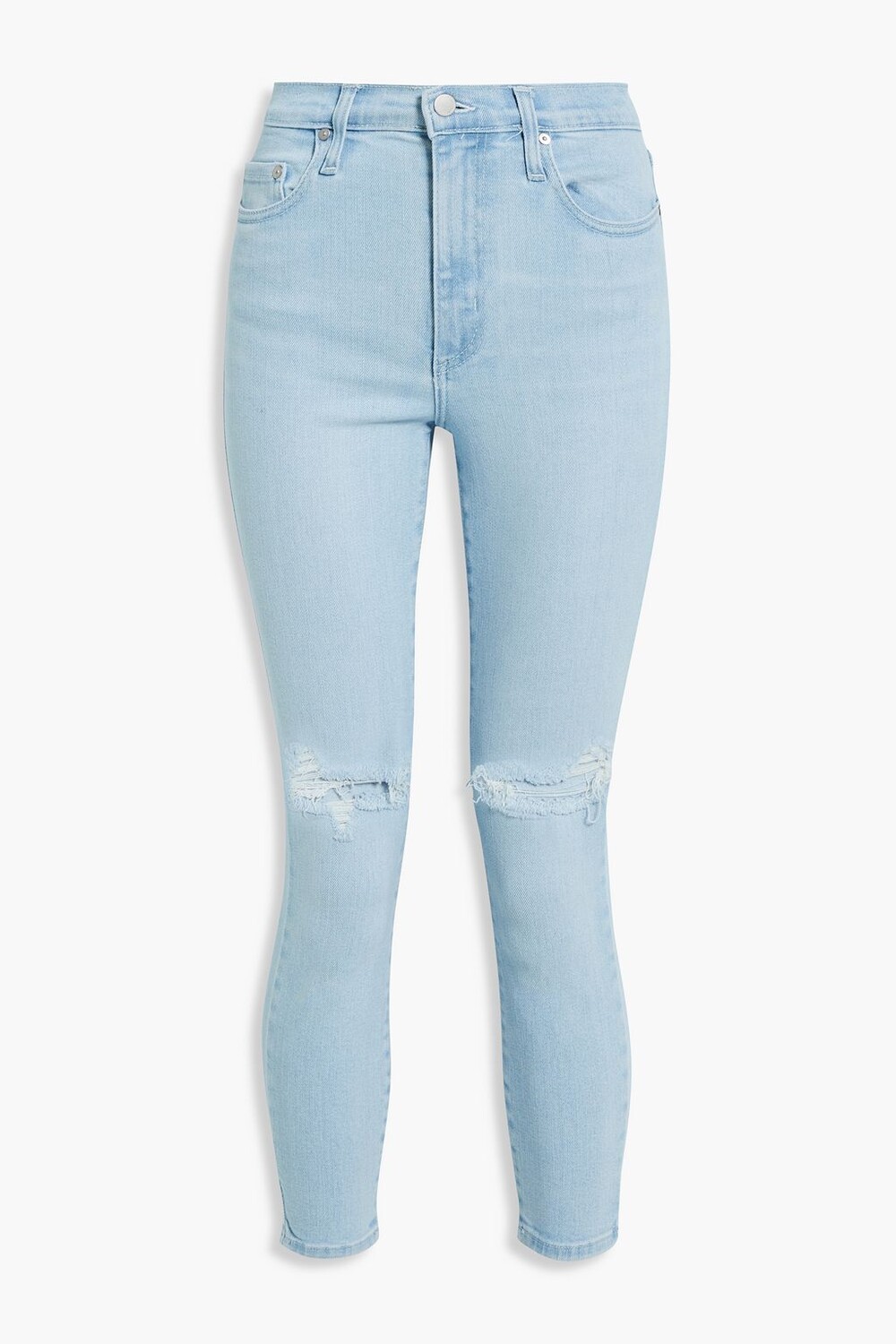 

Культовые укороченные потертые джинсы скинни с высокой посадкой Nobody Denim, синий
