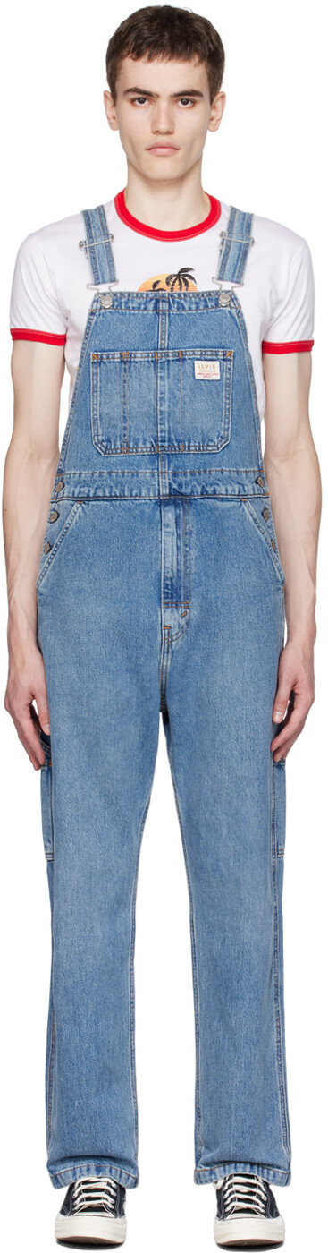 

Синий-красный джинсовый комбинезон с вкладками Levi's