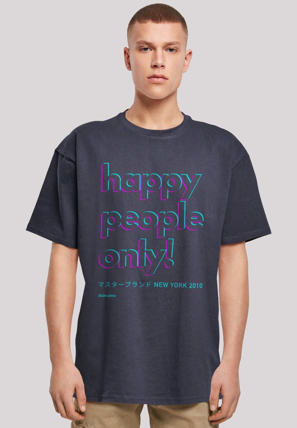 

Футболка с принтом HAPPY PEOPLE ONLY NEW YORK F4NT4STIC, цвет navy